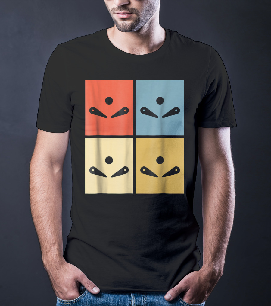 Pinball Colorful Flipper Pop Art Blocks T-Shirt