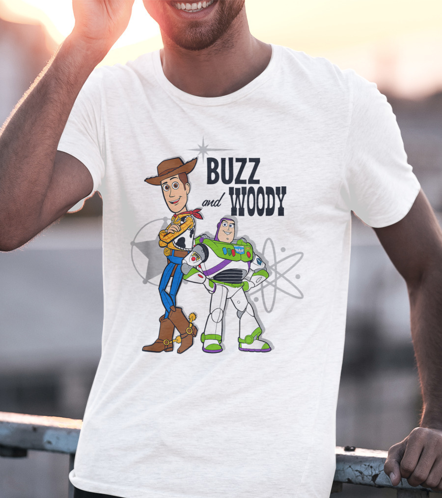Pixar Toy Story Buzz And Woody Star Atom T-Shirt
