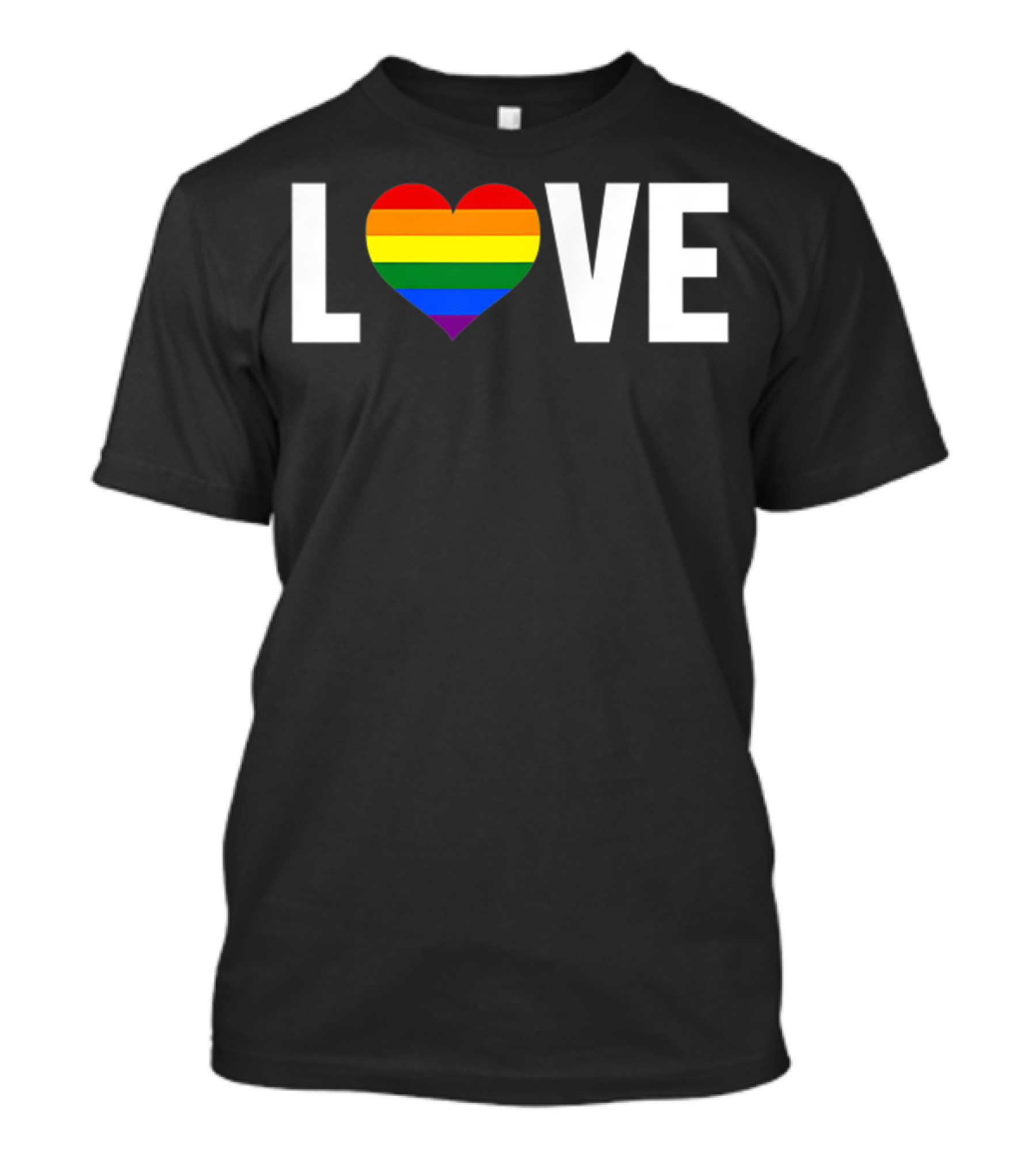 LOVE Rainbow Heart Gay Pride Flag Pocket T-Shirt