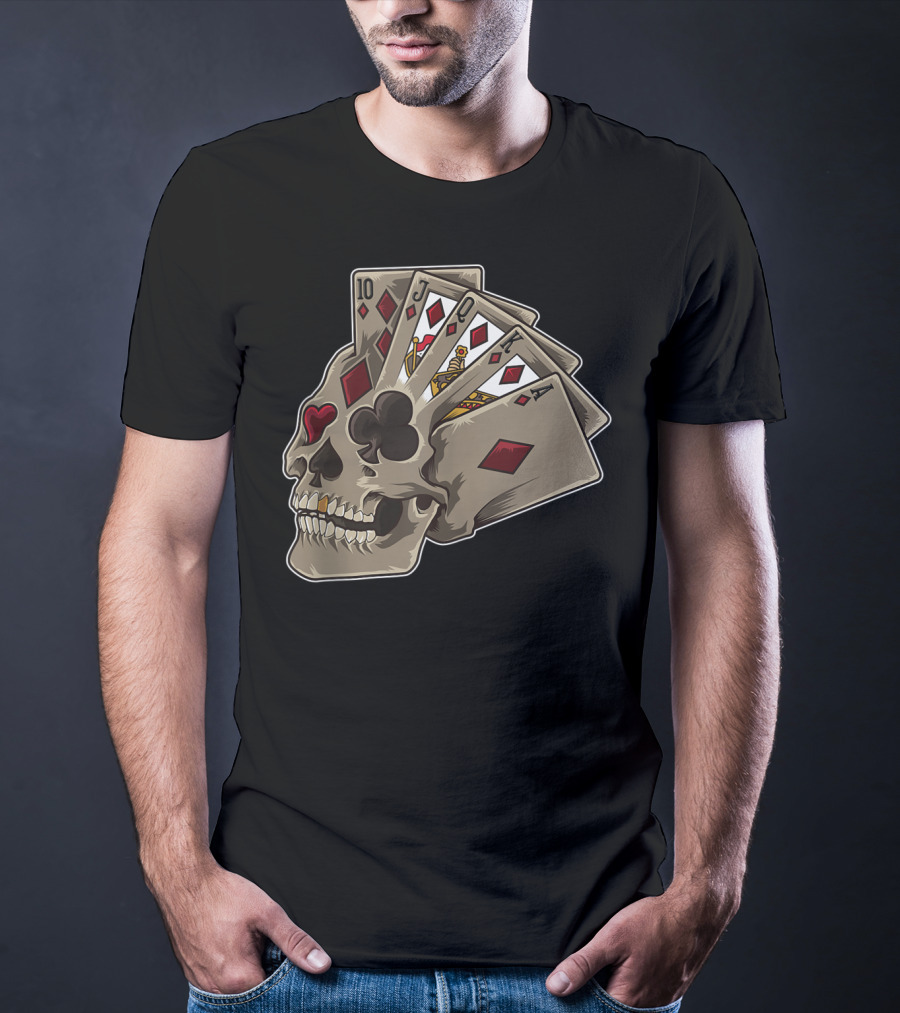 Skull With Poker Cards Casino Theme Party Tank T-Shirt