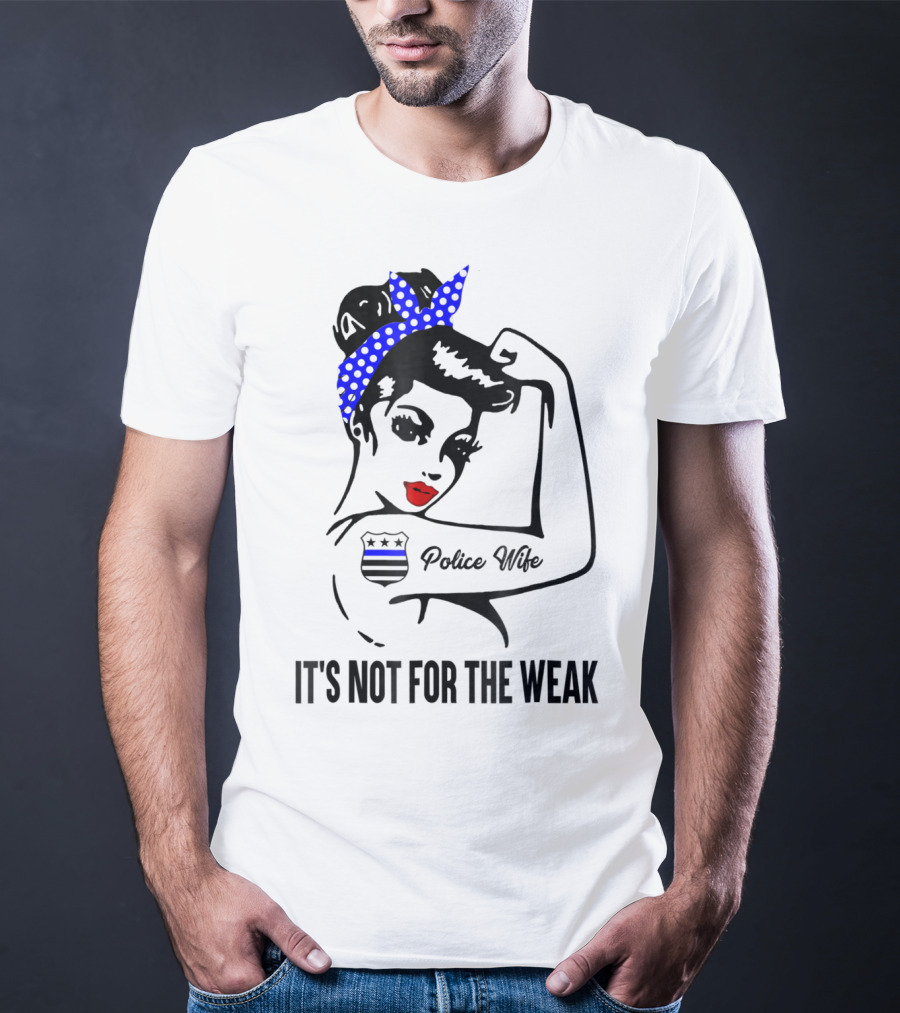 Police Wife Strength Blue Polka Dot Bandana Icon Tattoo T-Shirt