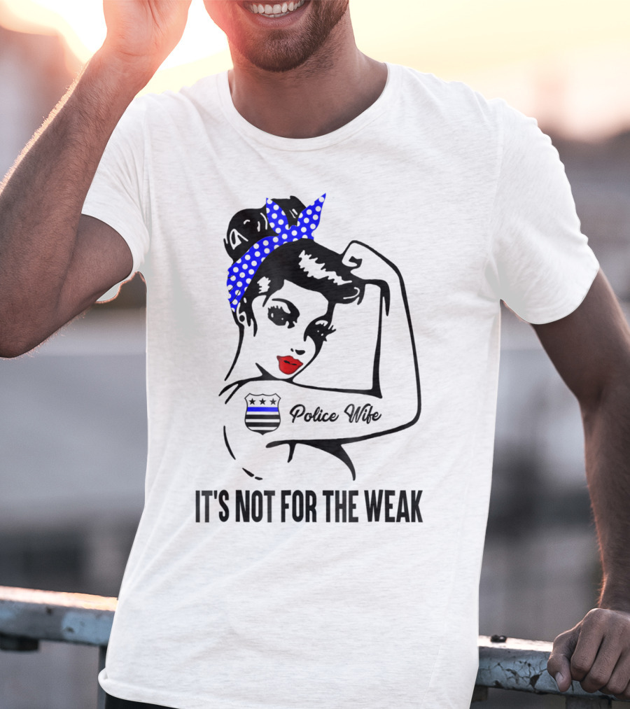 Police Wife Strength Blue Polka Dot Bandana Icon Tattoo T-Shirt