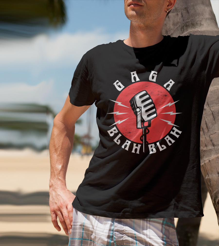 GAGA BLAH BLAH Vintage Microphone Red Circle T-Shirt