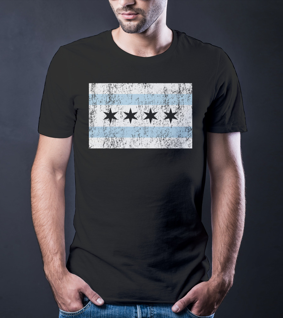 Distressed Vintage Chicago Flag With Grunge Texture T-Shirt
