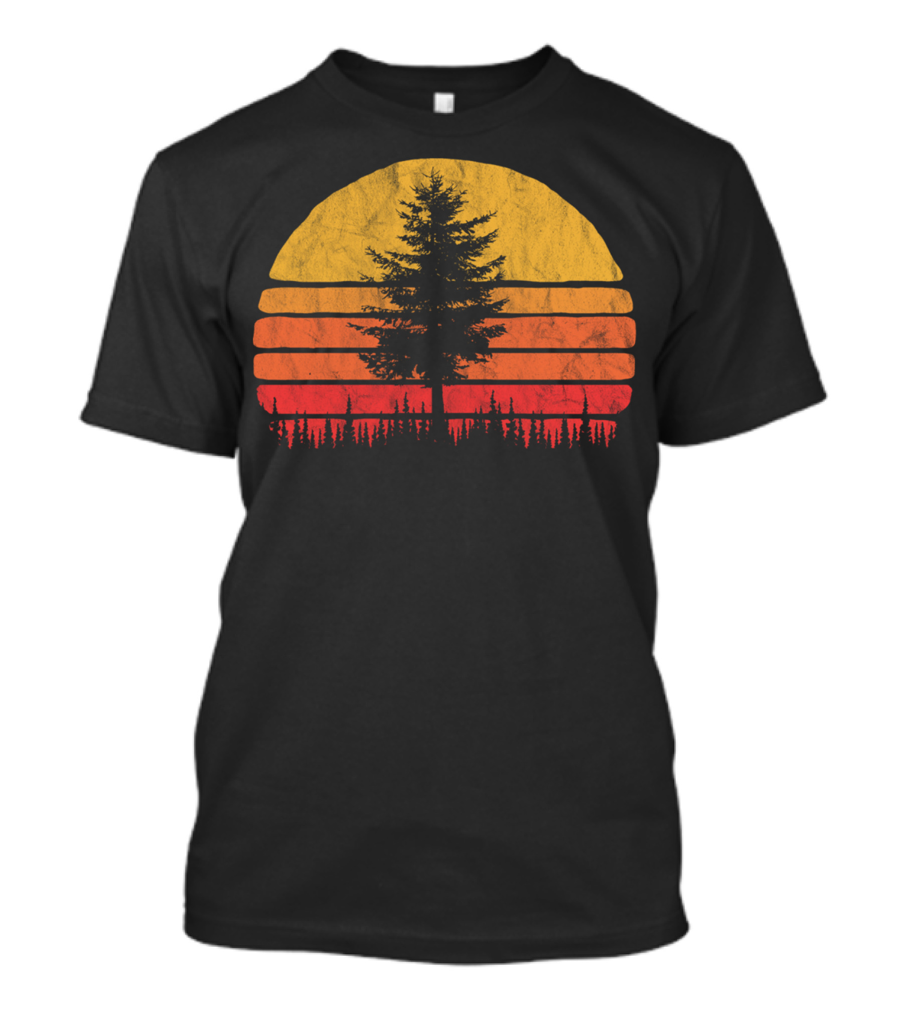 Retro Sun Minimalist Pine Tree Scenic T-Shirt