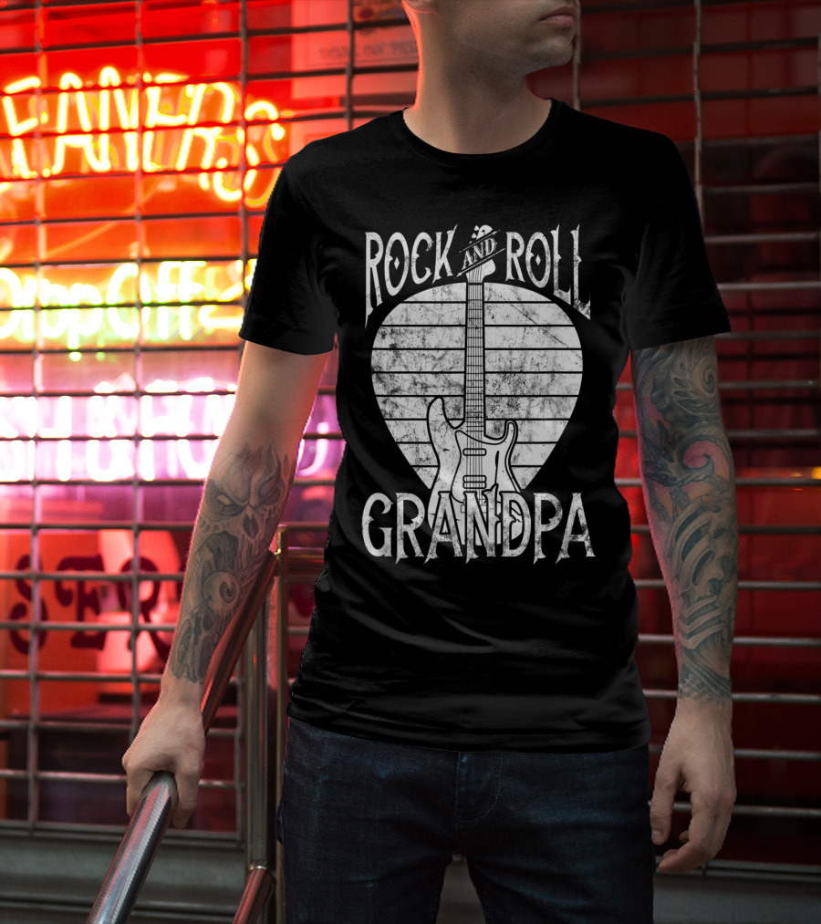 Rock And Roll Grandpa Vintage Guitar Player Iconic T-Shirt