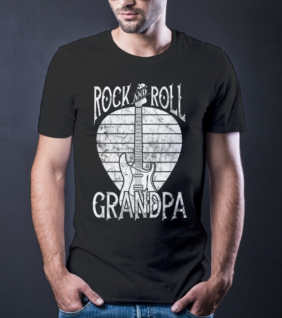 Rock And Roll Grandpa Vintage Guitar Player Iconic T-Shirt