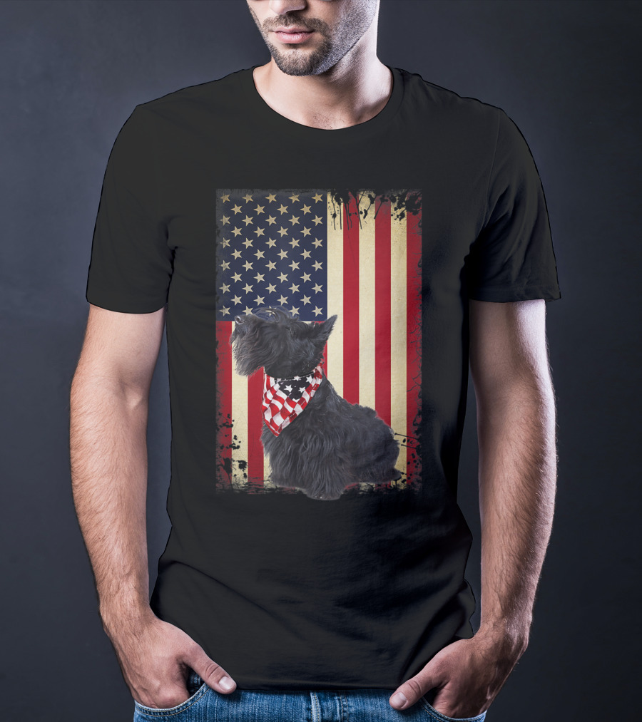 Scottish Terrier American Flag Bandana T-Shirt