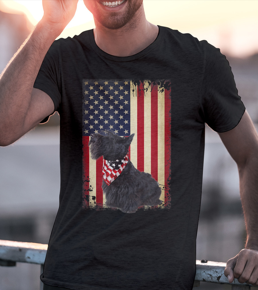 Scottish Terrier American Flag Bandana T-Shirt