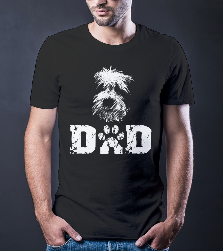 Sheepadoodle Dad Doodle Dog Paw Prints T-Shirt