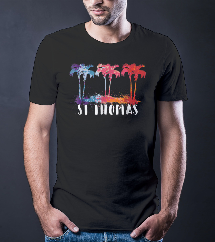 St Thomas Virgin Islands Tropical Palm Trees Paint T-Shirt