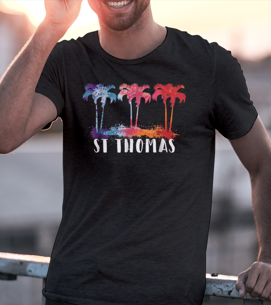 St Thomas Virgin Islands Tropical Palm Trees Paint T-Shirt
