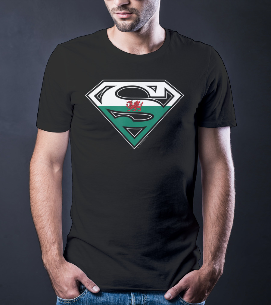 Superman S Logo With Welsh Flag Dragon T-Shirt