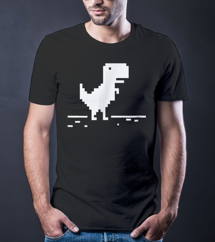 T Rex Pixel Dinosaur No Internet Game T-Shirt