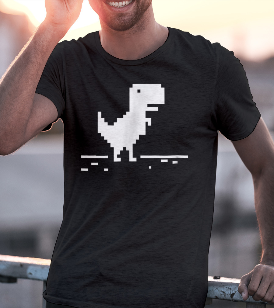 T Rex Pixel Dinosaur No Internet Game T-Shirt