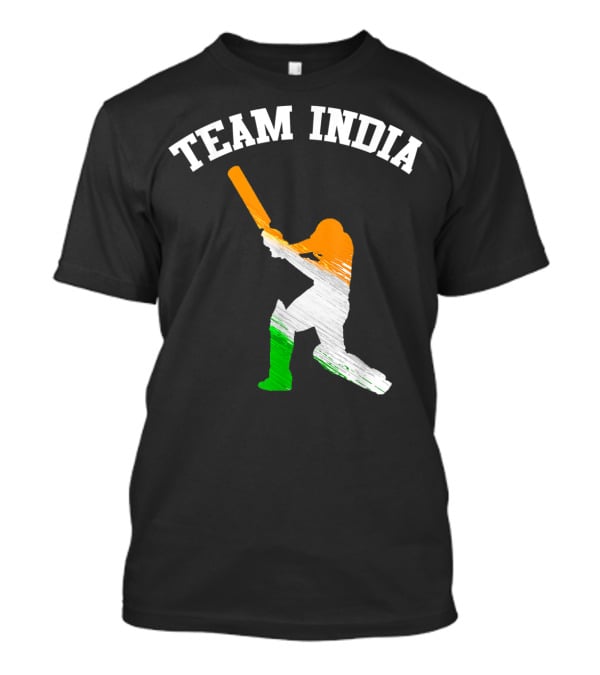Team India Cricket Batting Silhouette Tricolor Fan Jersey T-Shirt