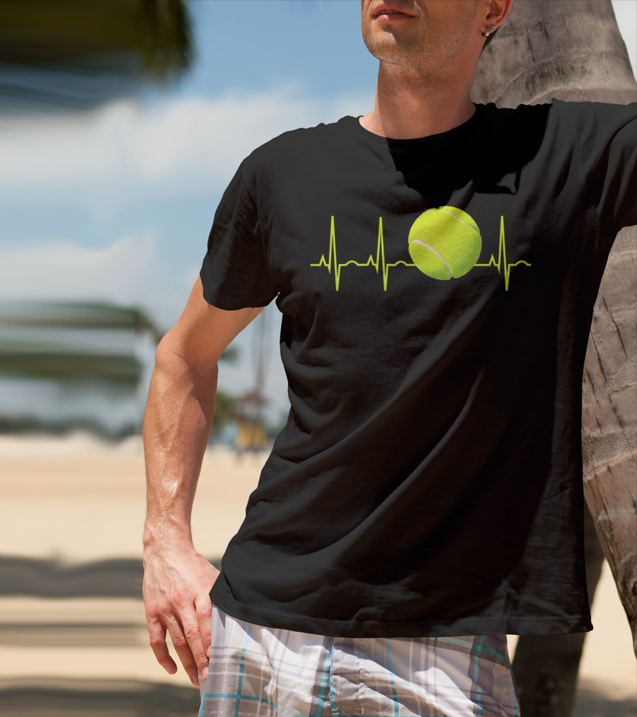 Tennis Lover Heartbeat Tennis Ball T-Shirt