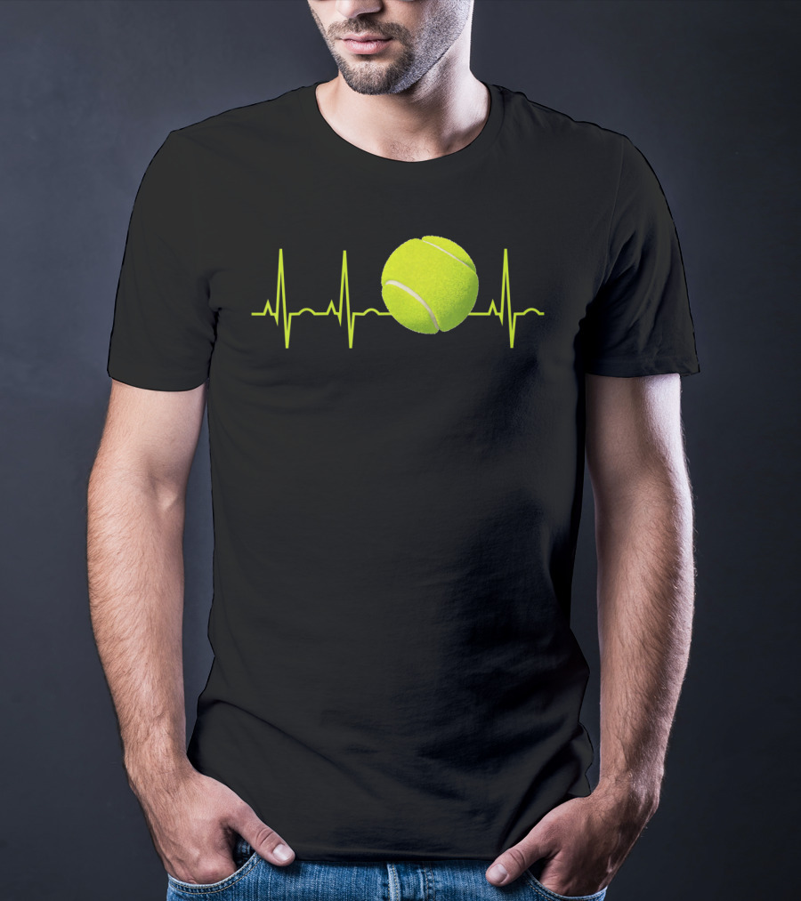 Tennis Lover Heartbeat Tennis Ball T-Shirt