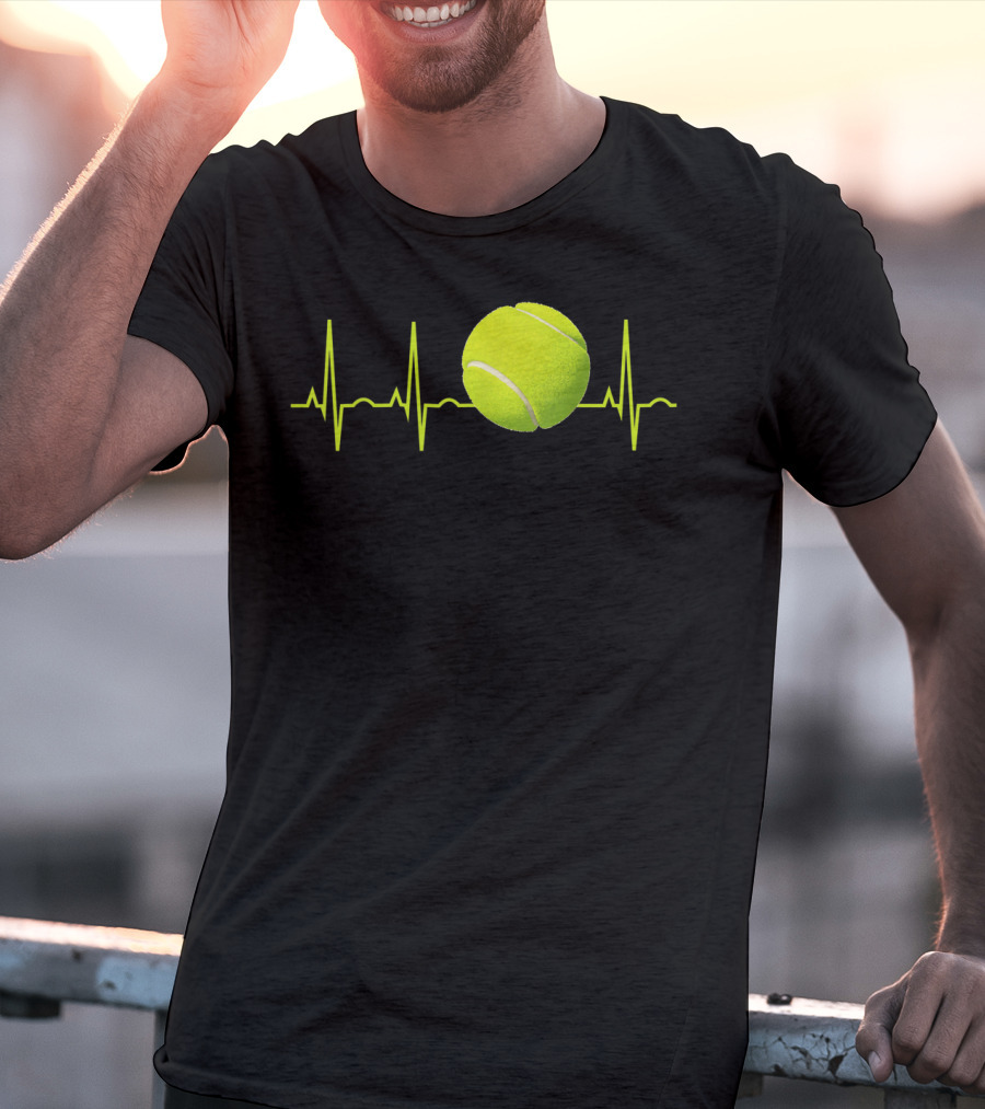 Tennis Lover Heartbeat Tennis Ball T-Shirt