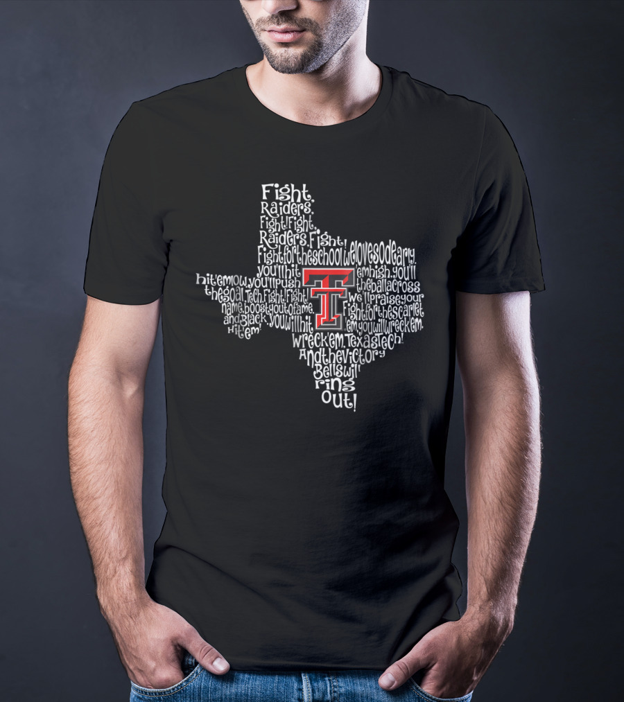 Texas Tech Red Raiders Fight Song Map Texas Shape T-Shirt