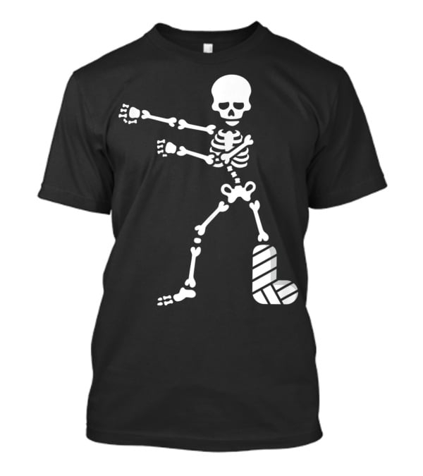 The Floss Dance Skeleton With Broken Leg Plaster Cast T-Shirt