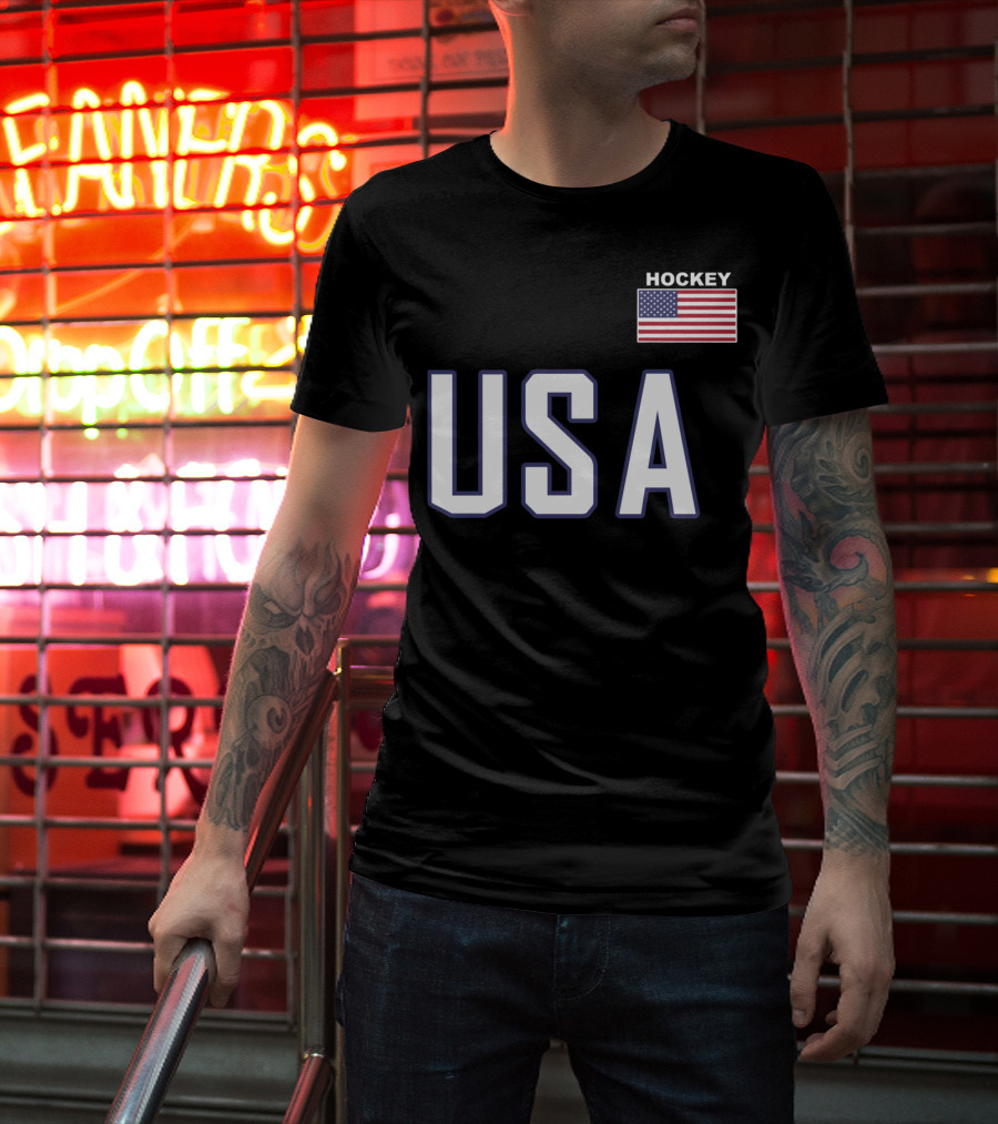 USA Flag Hockey Pocket Equipment Jacket T-Shirt