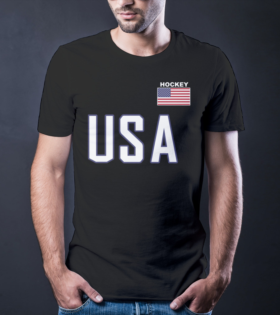 USA Flag Hockey Pocket Equipment Jacket T-Shirt