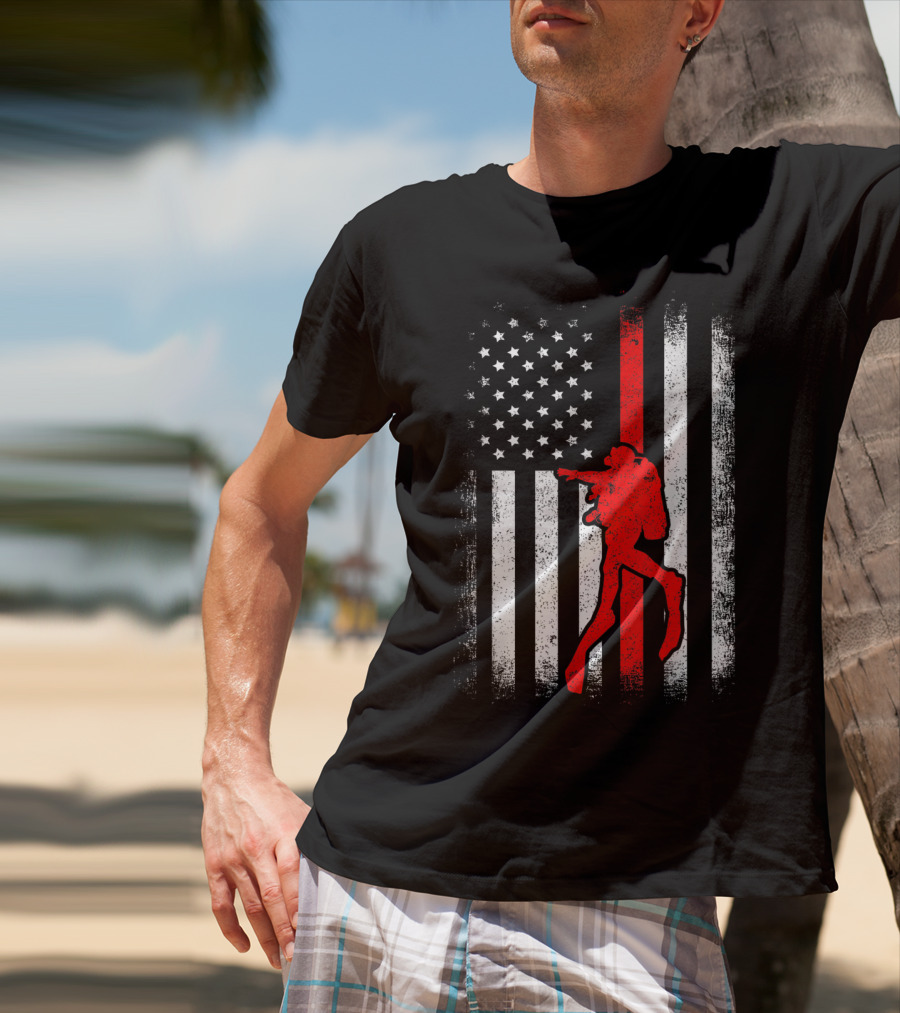 USA American Flag Red White Vintage Scuba Diving Iconic T-Shirt