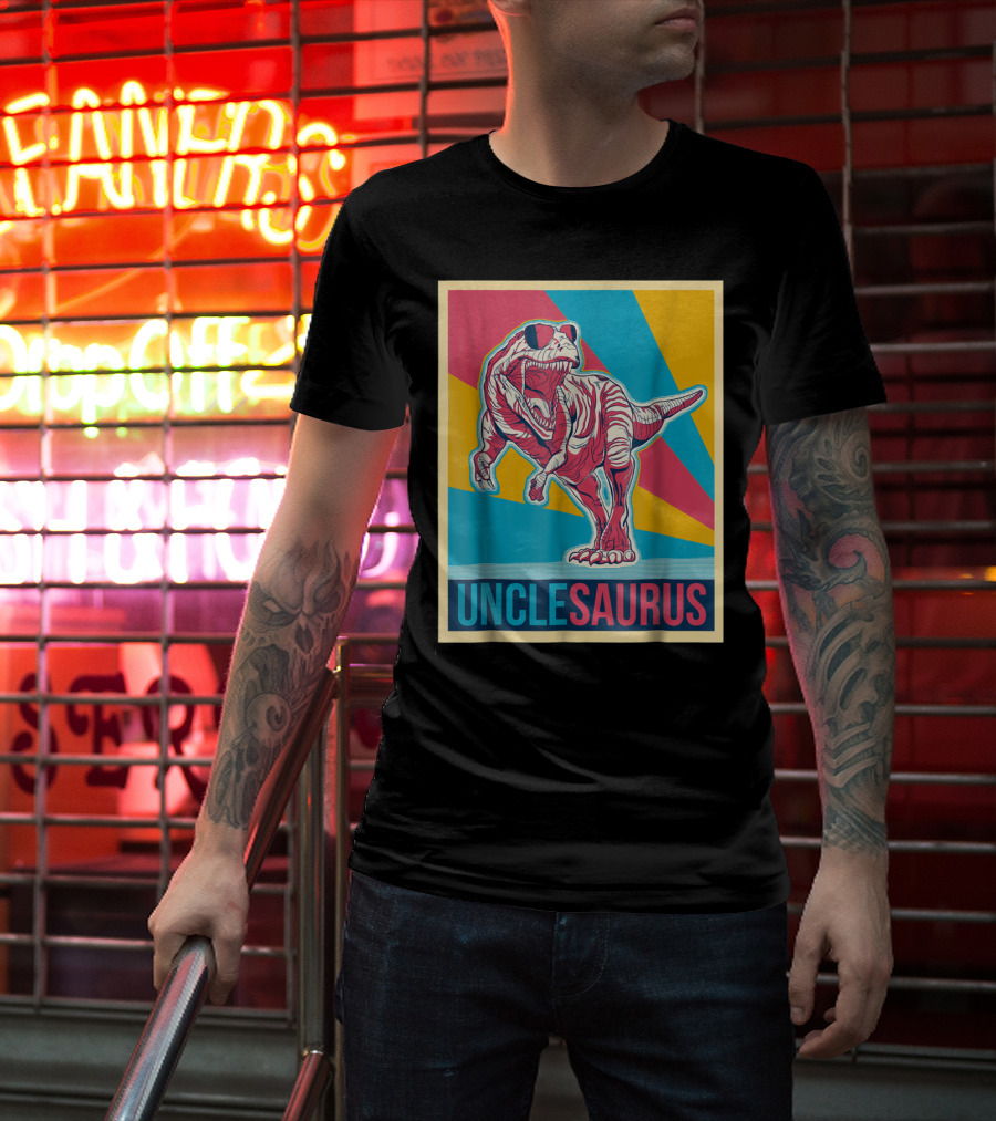 Unclesaurus Retro T-Rex Dinosaur Sunglasses Multicolor T-Shirt