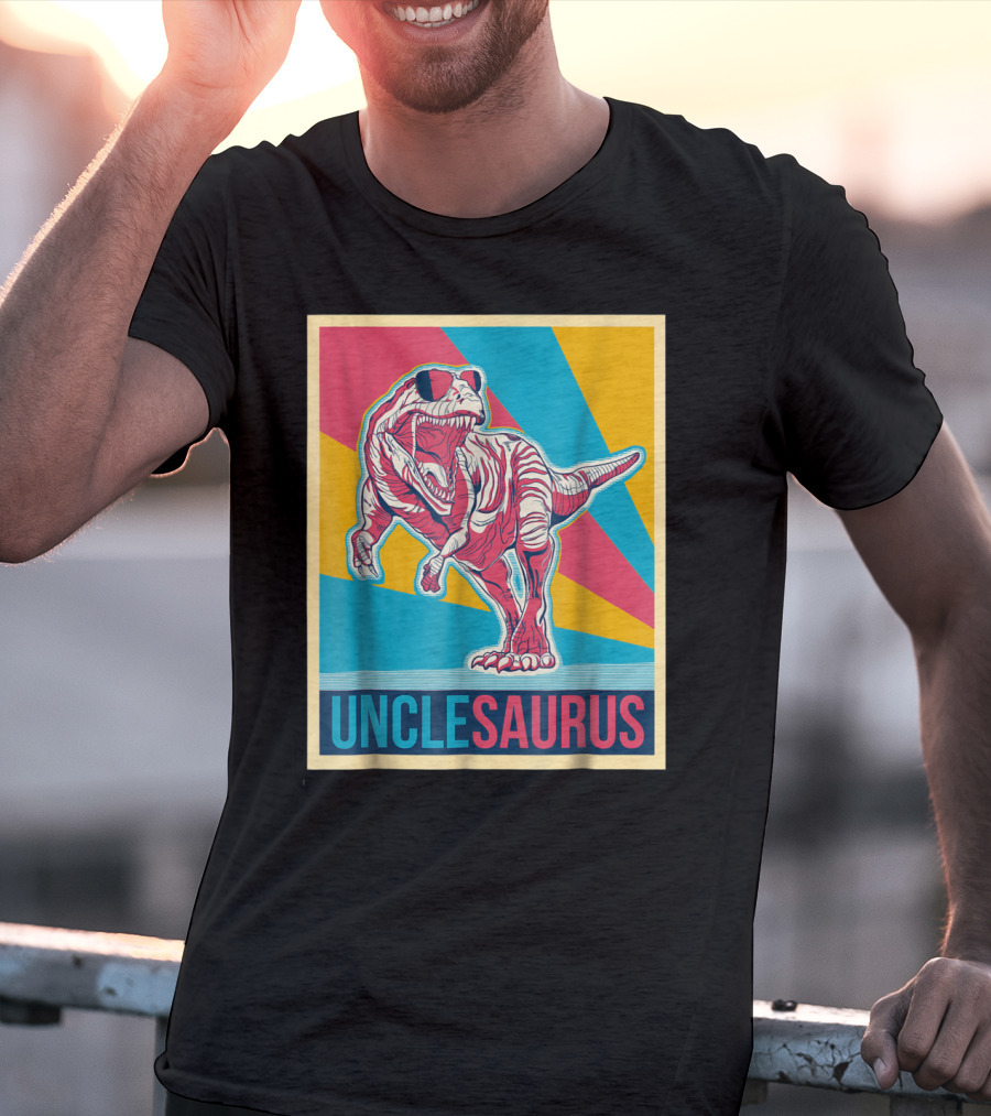 Unclesaurus Retro T-Rex Dinosaur Sunglasses Multicolor T-Shirt