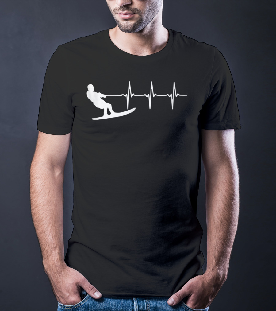 Waterski Heartbeat Pulse Design For Waterskiers T-Shirt