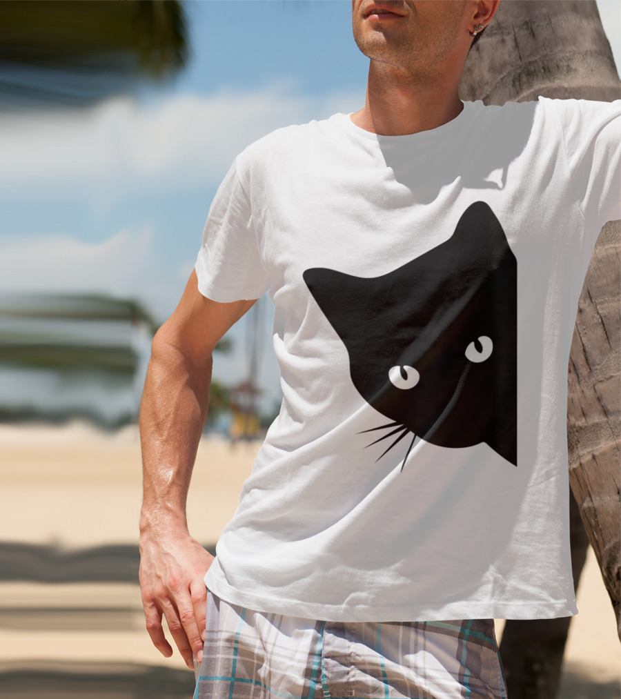 Cat Lover Ladies Spy Cat Hidden Peeking Cat T-Shirt