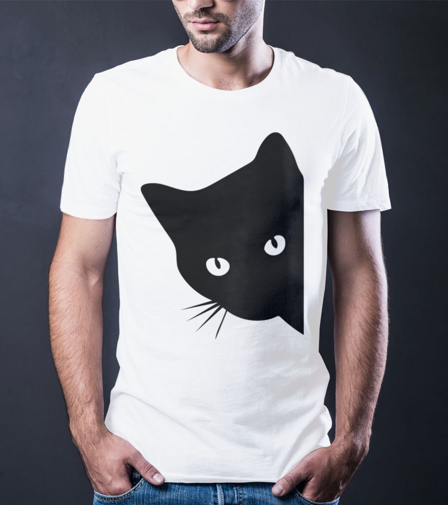 Cat Lover Ladies Spy Cat Hidden Peeking Cat T-Shirt