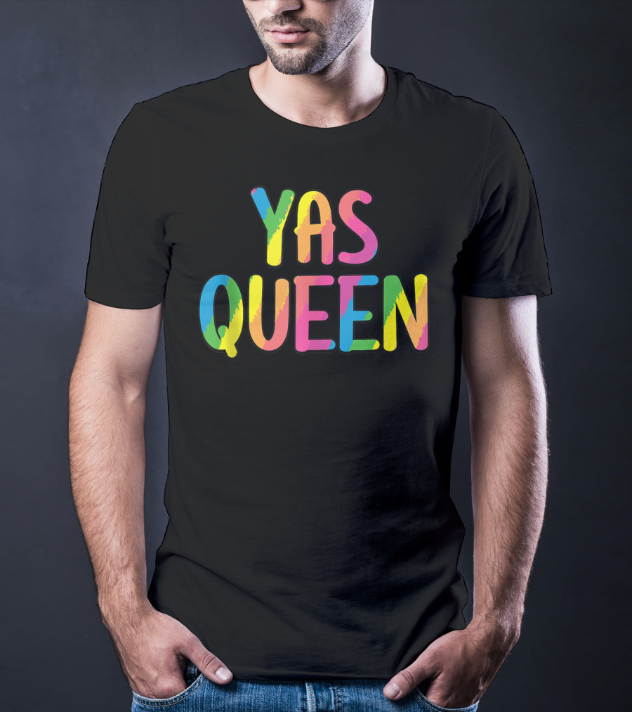 Yas Queen Colorful Pride Letters T-Shirt