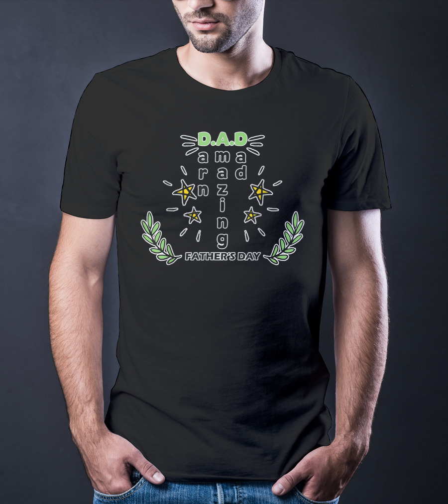 D.A.D Darn Amazing Dad Father's Day Stars And Laurel Leaves T-Shirt