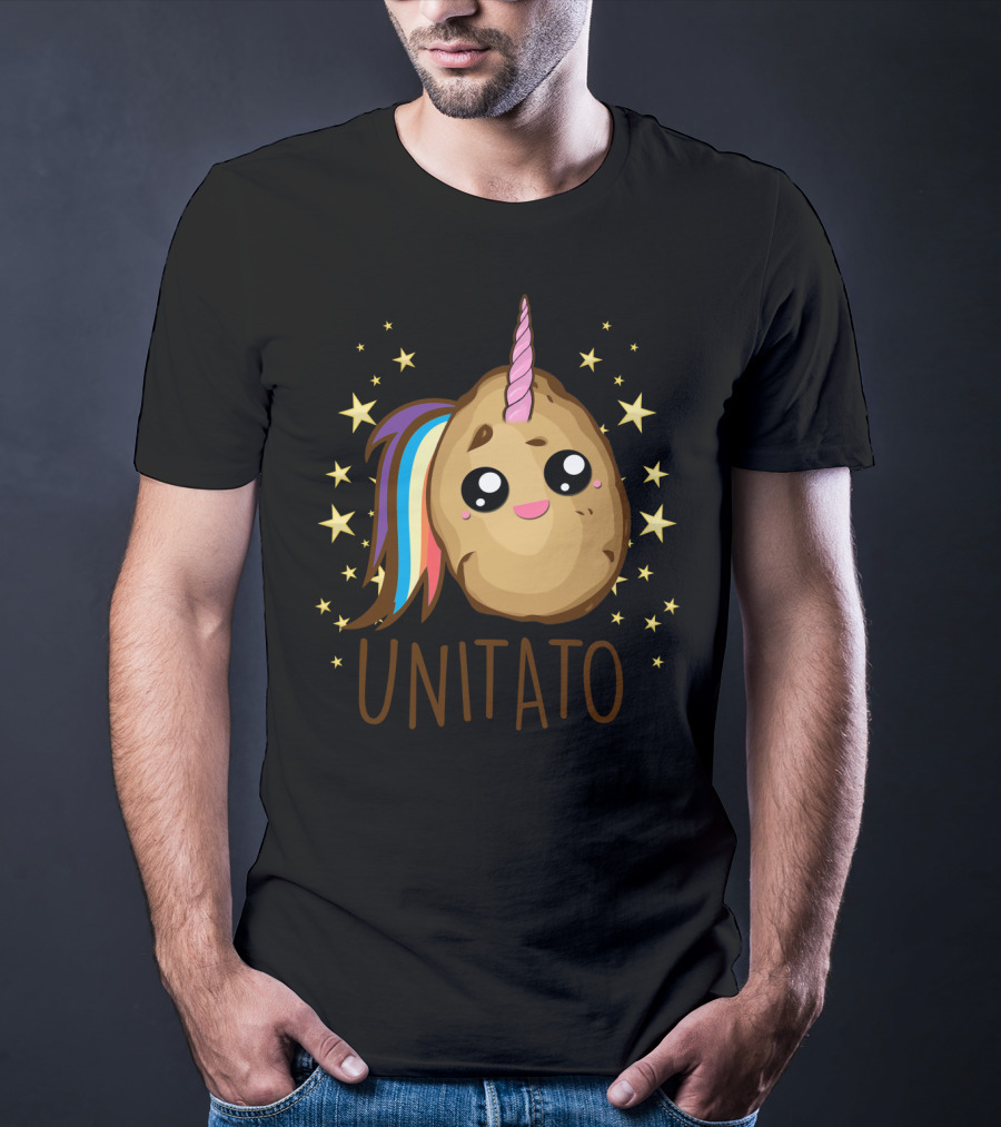 Funny Potato Unicorn UNITATO Cute Starry Rainbow Horn T-Shirt