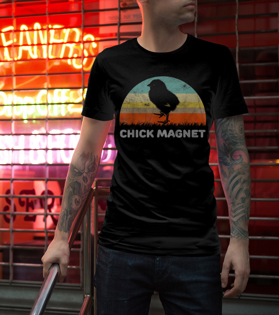 Retro Sunset Chick Magnet T-Shirt