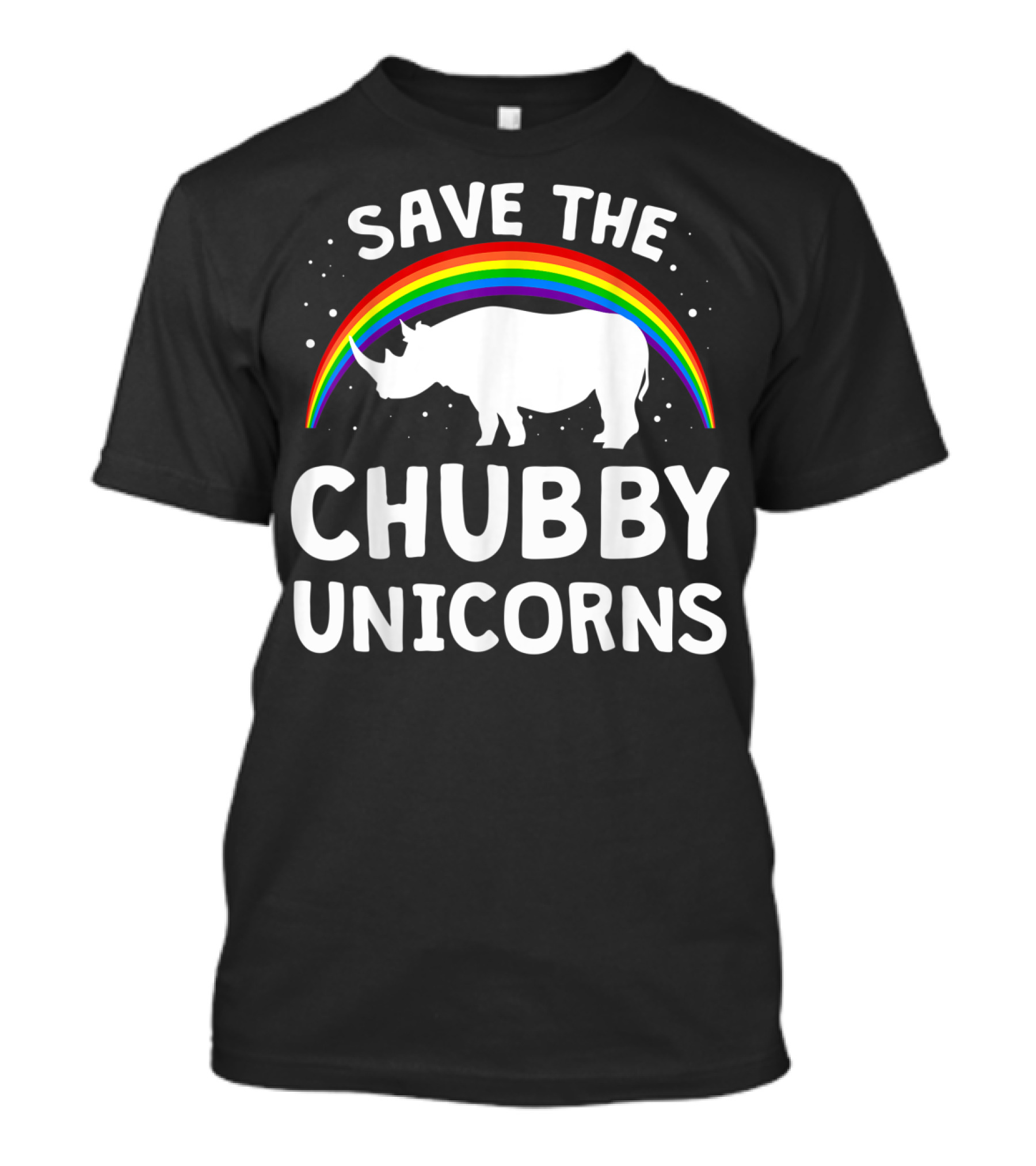 Save The Chubby Unicorns Rhino With Rainbow Love T-Shirt