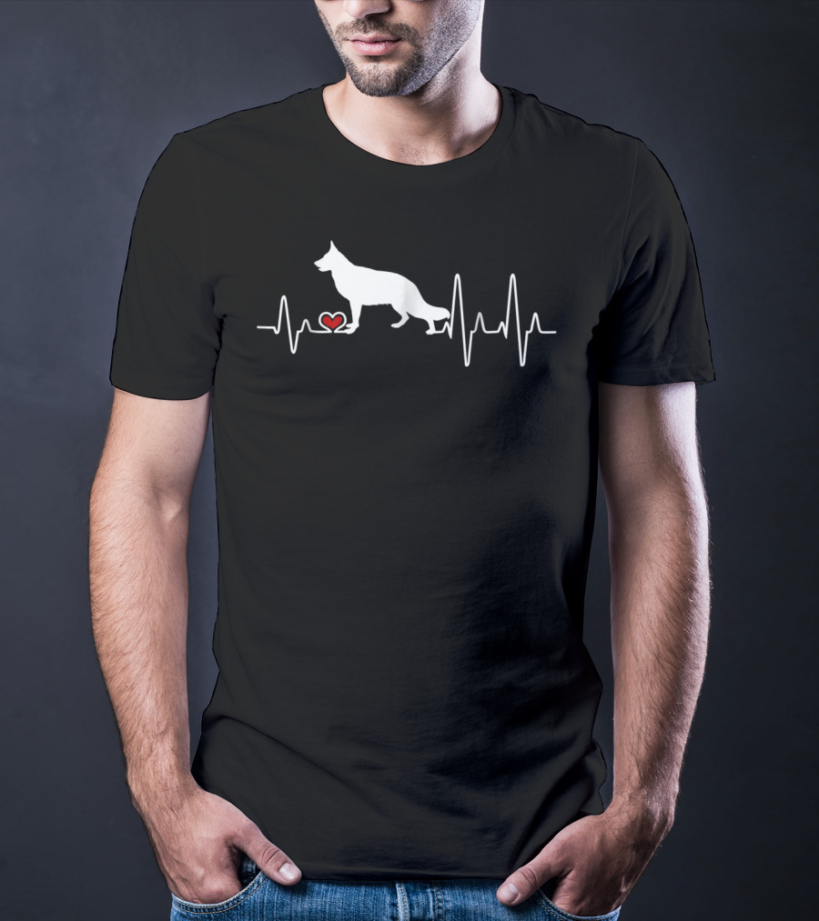 German Shepherd Dog Heartbeat Pulse Love Heart T-Shirt