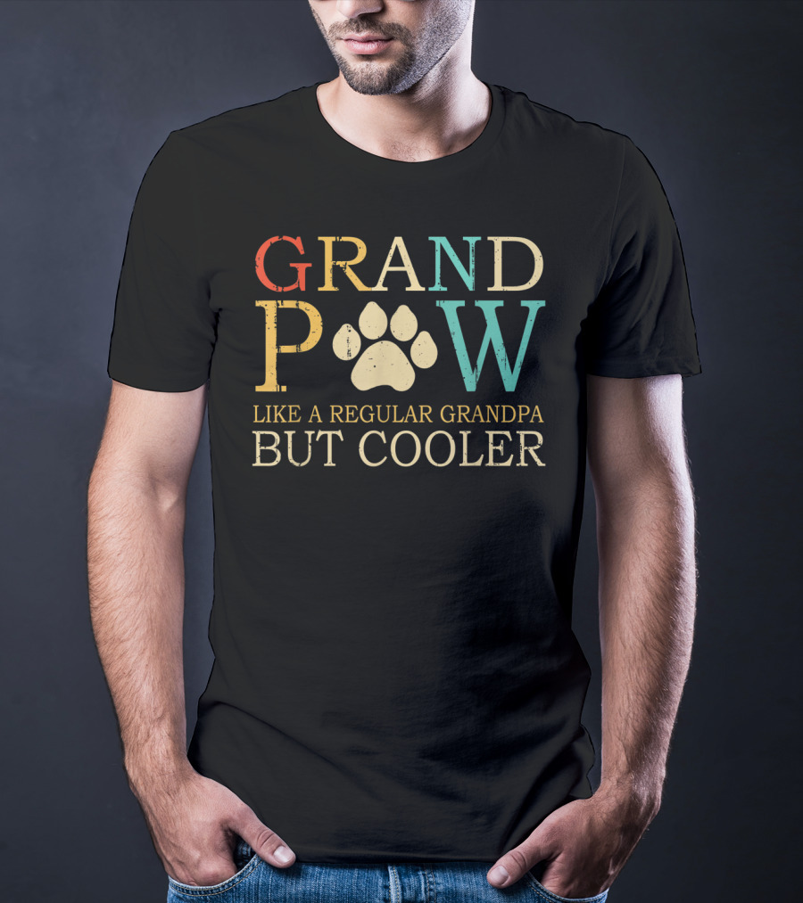 GRAND PAW Like A Regular Grandpa But Cooler Dog Grandpaw Grandpa Lover Dog T-Shirt