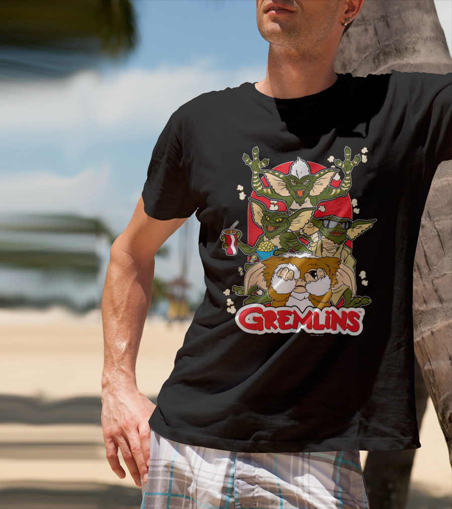 Gremlins Eating Popcorn Movie Snack Fun T-Shirt
