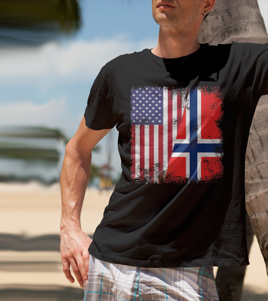 USA Norway Half Flag T-Shirt