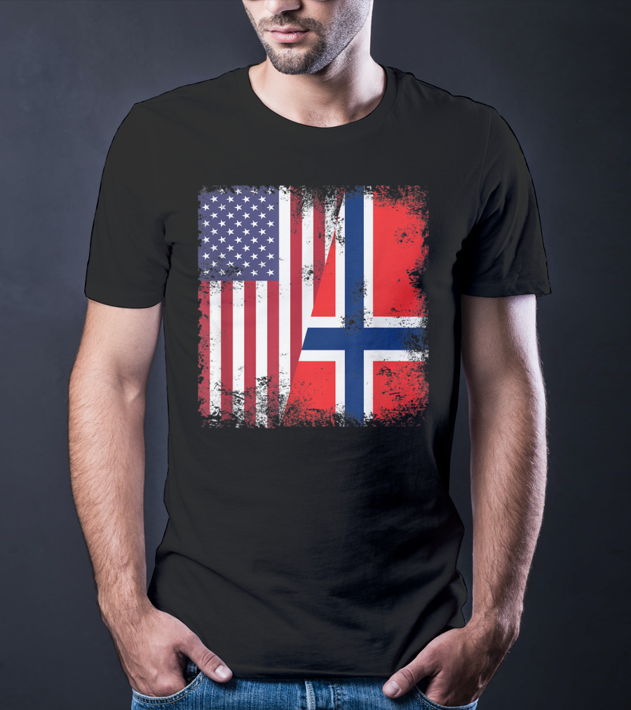 USA Norway Half Flag T-Shirt