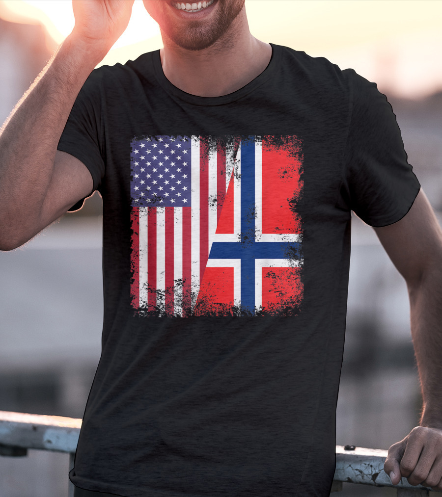 USA Norway Half Flag T-Shirt