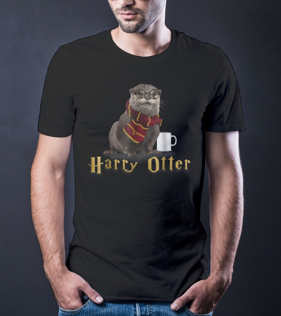 Harry Otter Magic Mug In Gryffindor Scarf T-Shirt