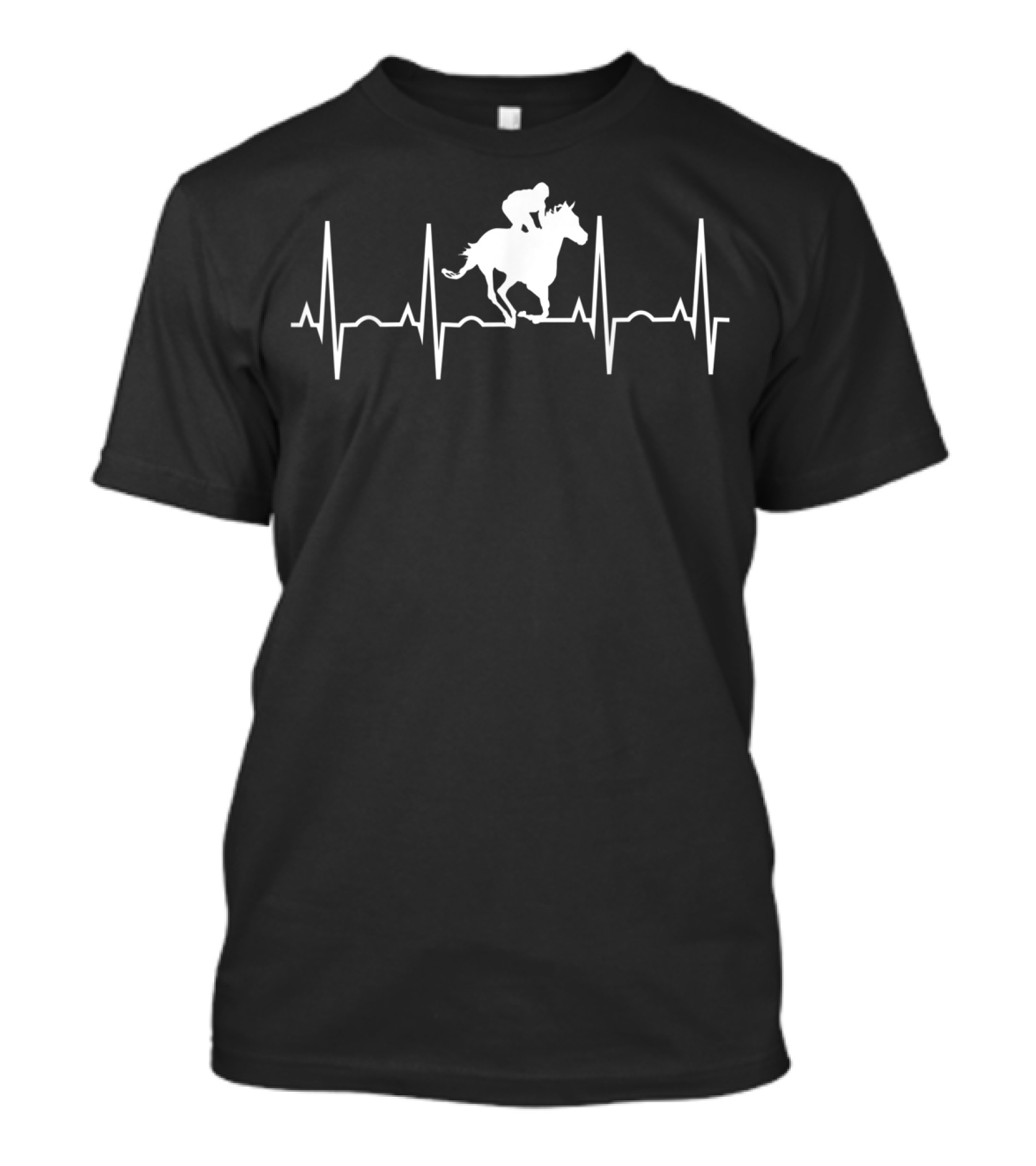Horse Racing Jockey Heartbeat EKG T-Shirt