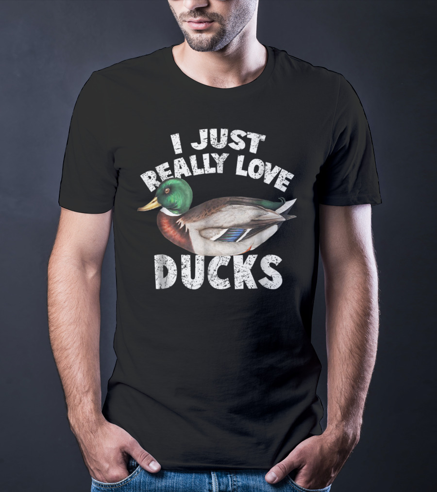 I Just Really Love Ducks Cute Mallard Duck T-Shirt