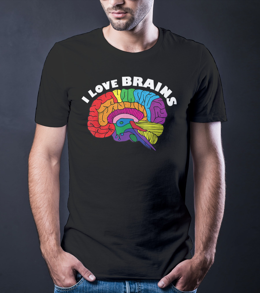 I Love Brains Neuroscience Neurologist Brain Lover Rainbow T-Shirt