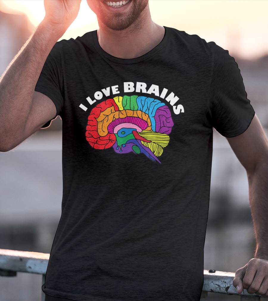 I Love Brains Neuroscience Neurologist Brain Lover Rainbow T-Shirt