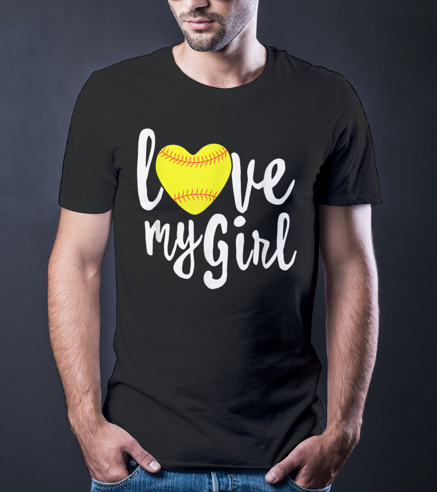 Love My Girl Softball Heart T-Shirt